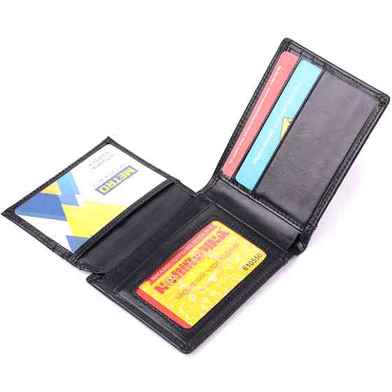 Небольшой мужской бумажник без застежки из натуральной кожи Vintage sale_15097 Черный Киев