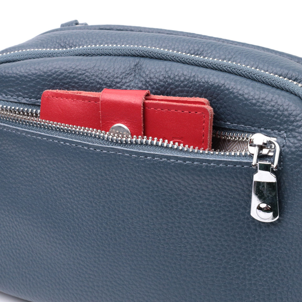 Відмінна сумка на кожен день із двома відділеннями з натуральної шкіри Vintage 22595 Синя Київ - фото 10