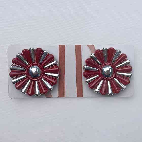 Магніти для штор і гардин Хризантема набір 2 шт Бордовий з сріблястим (81-299) Київ