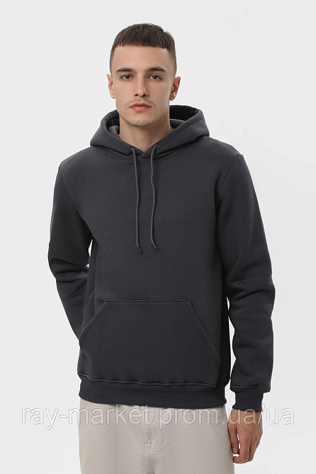 Худи мужское базовое утепленное RAY BASIC темно-серое (U0401M-Dark Grey) M Киев - изображение 1