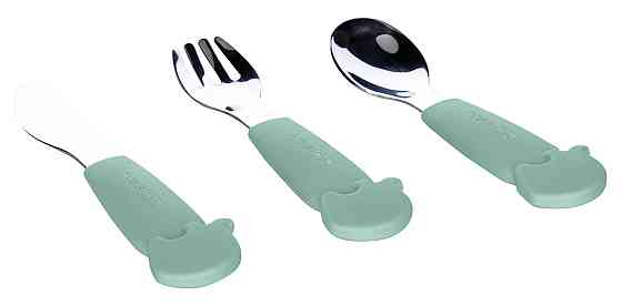 Столові прибори дитячі FreeON Elephant металеві з силіконовою ручкою, mint Киев