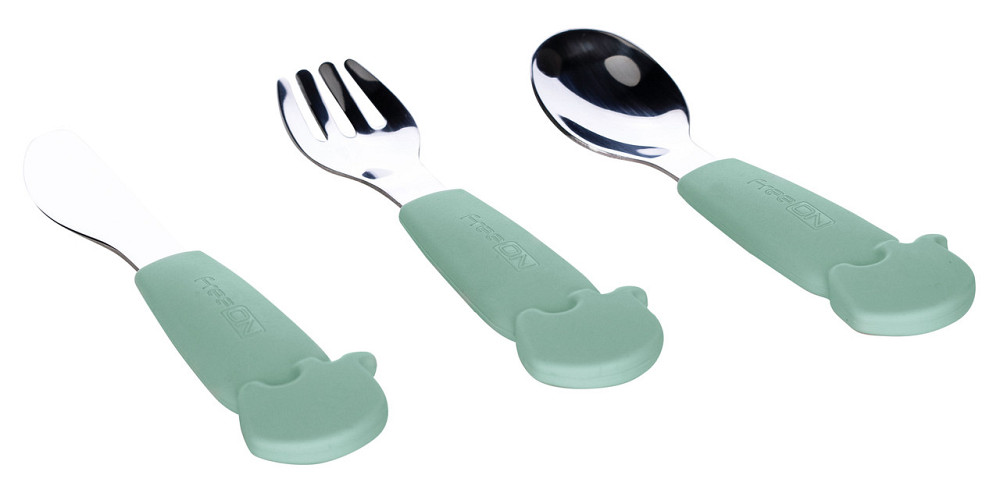 Столові прибори дитячі FreeON Elephant металеві з силіконовою ручкою, mint Киев - изображение 1