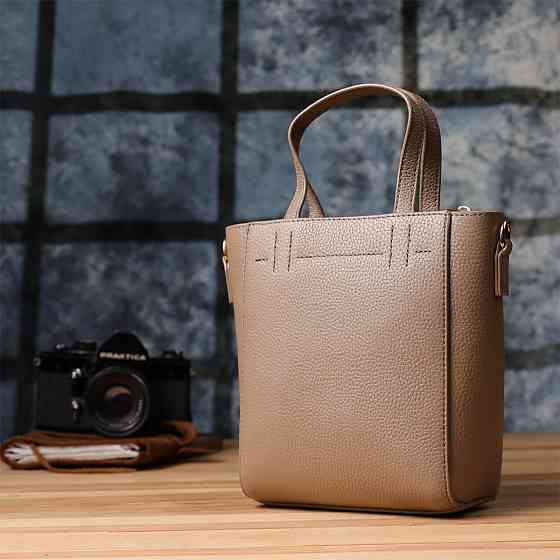 Сумка жіноча з натуральної шкіри у формі трапеції Vintage 22918 Бежевий Київ