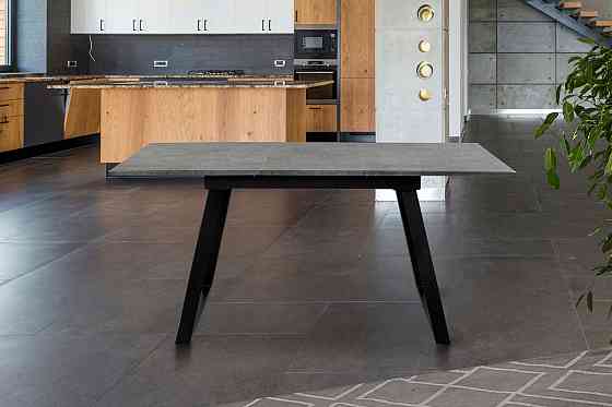 Стіл Хьюстон 130(+40)*77 чорний метал/мрамор темн Київ