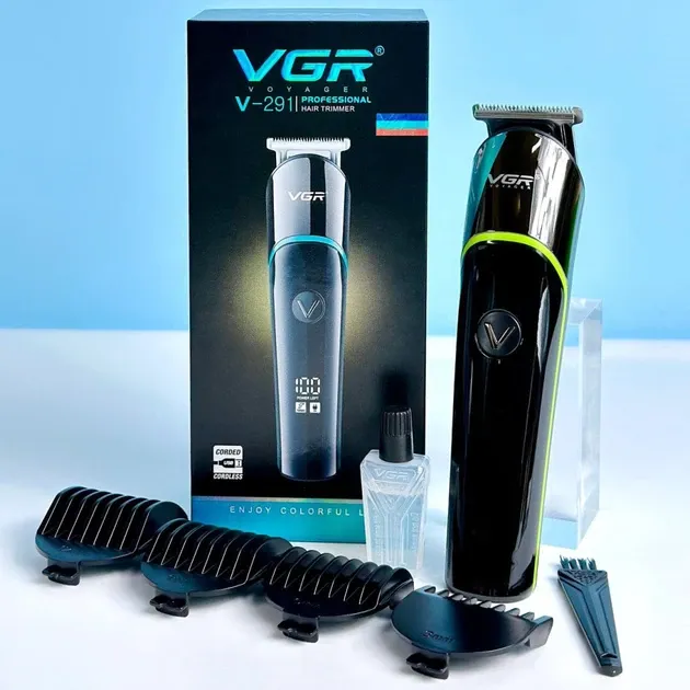 Триммер для бороды и волос VGR V291, аккумуляторный, лезвия нерж. сталь, 4 насадки, водостойкий Одесса - изображение 1