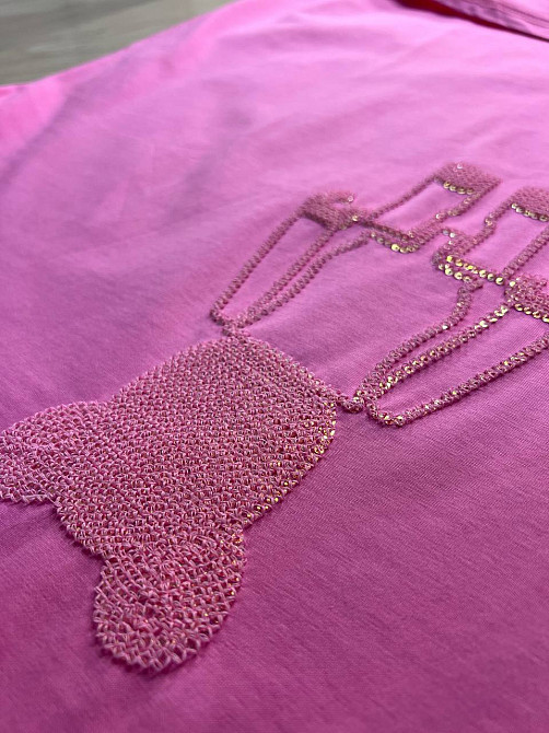 Футболка женская A-N 2396 оверсайз с мишкой и блестками, розовый, one size Киев - изображение 10