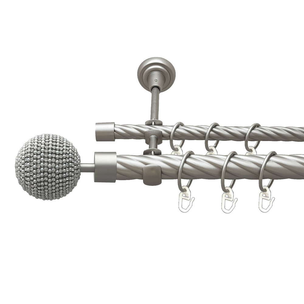 Карниз Orvit Карера металевий дворядний відкритий скручена труба кільце металеве Сатин 25\16 мм 240 см (00-00023546) Львів - фото 1