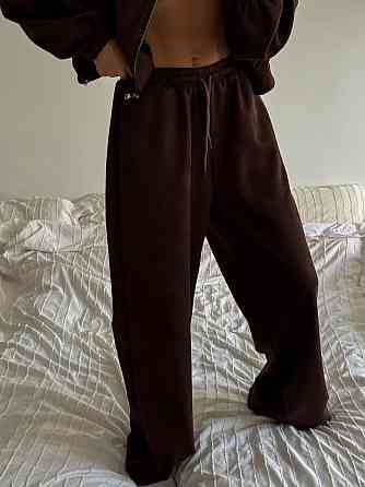 Женский базовый костюм двойка: кофта и брюки замша Шоколад Одесса