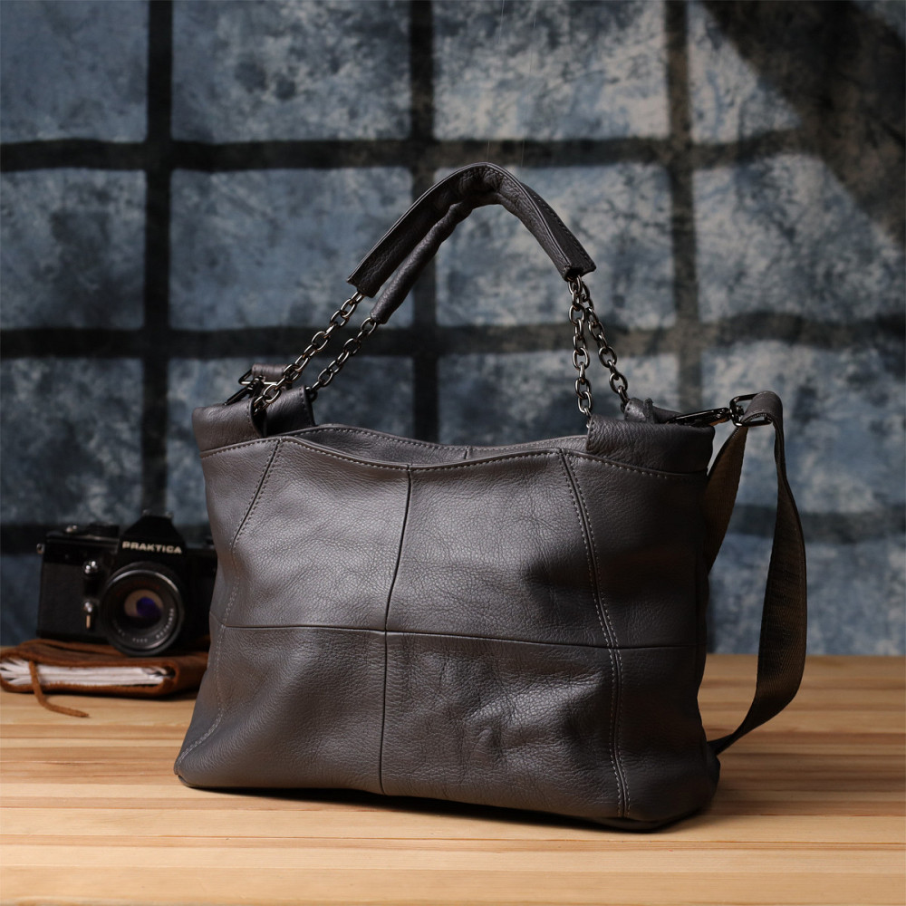 Повседневная сумка для женщин из натуральной кожи Vintage 22989 Серый Киев - изображение 10