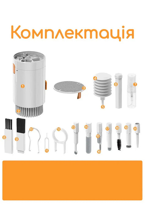 Професійний набір 20 в 1 для чищення ґаджетів, клавіатури та навушників | Компактний комплект для догляду за технікою, аксесуарами Николаев - изображение 2