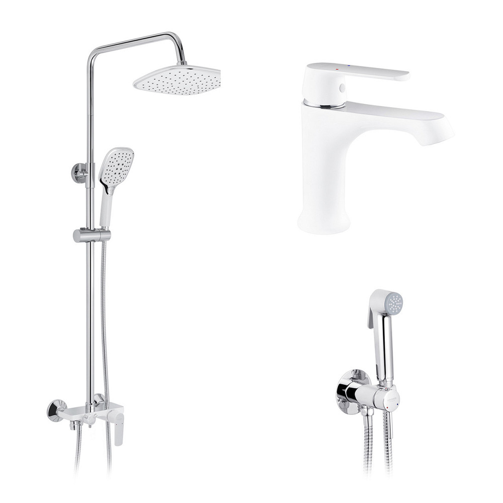 Набір 3 в 1 душова система Kroner Armada-W063 + змішувач Armada-W010 + змішувач Bidat-C082 Київ - фото 1