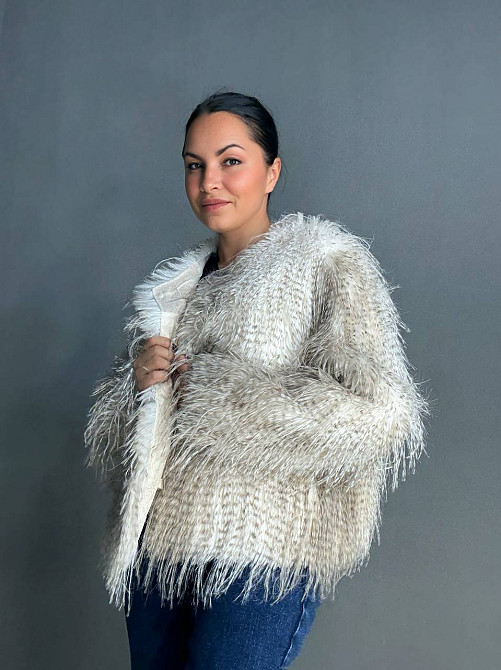 Шуба жіноча Fancy Matinee 111 штучне хутро перо коротка бежева, бежевий, M Київ - фото 14