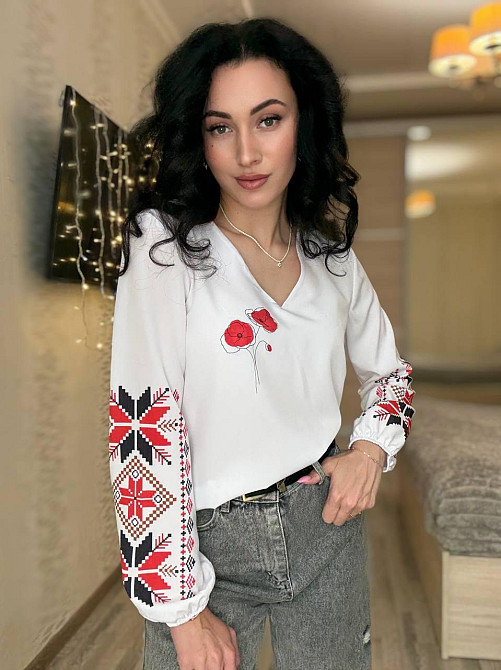 Жіноча святкова блуза з квітами турецький софт Білий 3, 42/44 Одеса - фото 1