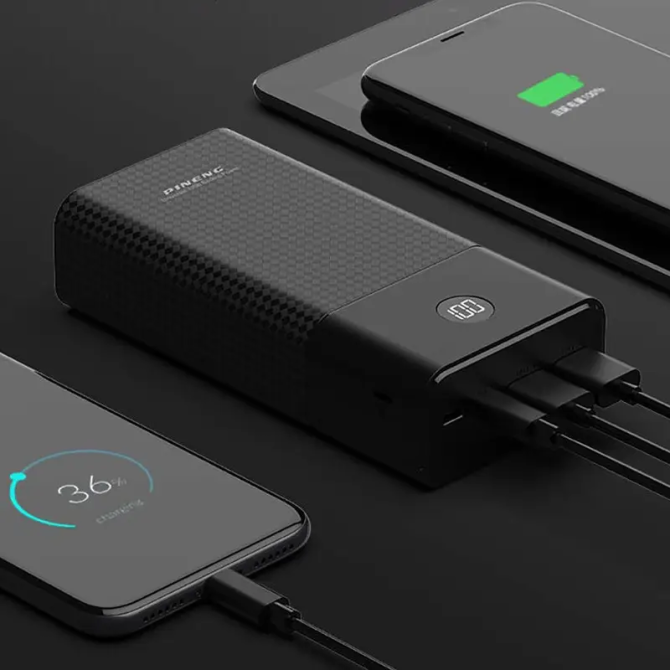 Портативний зовнішній акумулятор Pineng PN-899 30000mAh Power Bank Чорний Вінниця - фото 4
