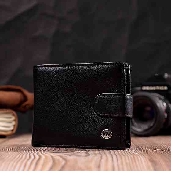 Классическое портмоне для мужчин с блоком для карт из натуральной кожи Черное (ST Leather) Киев