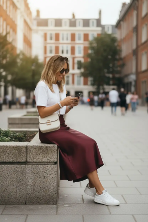 Жіноча атласна спідниця міді А-силует на резинці Харків