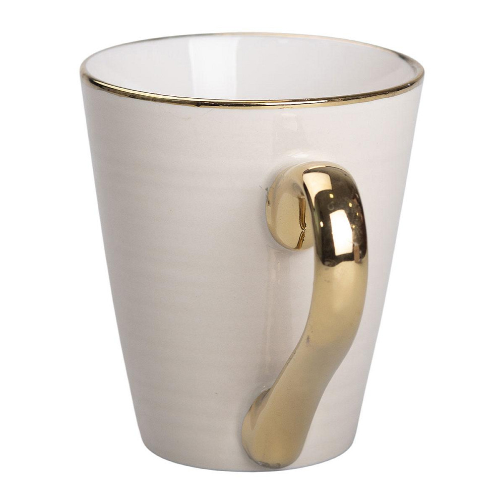 Бежева фарфоровая кружка з золотим ободком і ручкою Київ - фото 3
