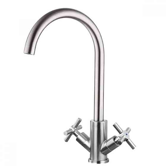 Змішувач для кухні MIXXUS DVE-011, ручки крест, з нерж. сталі Харків