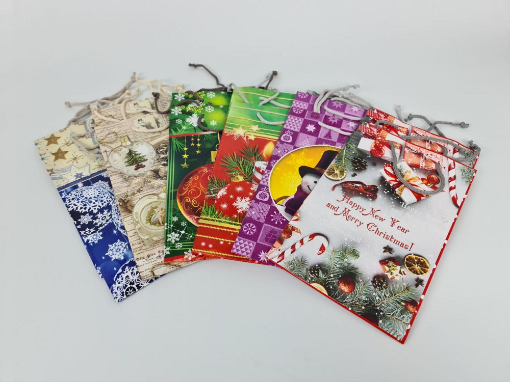 Новогодние пакеты для подарков, средний 17x26x8-027 ассорти (12 шт) Харьков - изображение 4