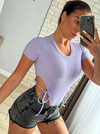 Женский привлекательный боди с завязками по бокам турецкий рубчик Лаванда Одесса