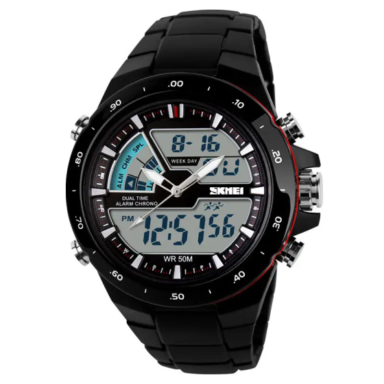 Чоловічий годинник Skmei 1016 Shark Black З червоною облямівкою Вінниця