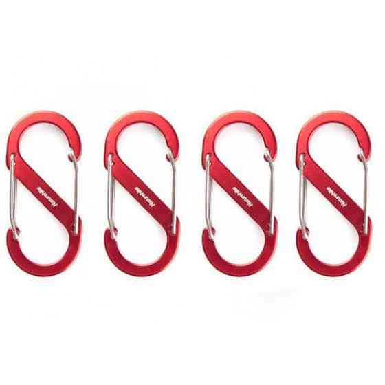 Карабін багатофункціональний Naturehike S-type NH20GS004, 40 мм, 4 шт, червоний Київ