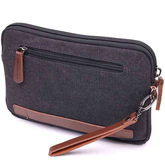 Зручна чоловіча барсетка текстильна Чорна (Vintage) Київ