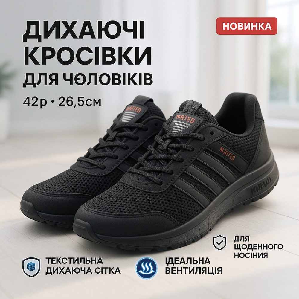 Спортивная обувь для жаркого лета 42р 26.5см, Мужские легкие повседневные кроссовки кроссы UH-91 Львов - изображение 9