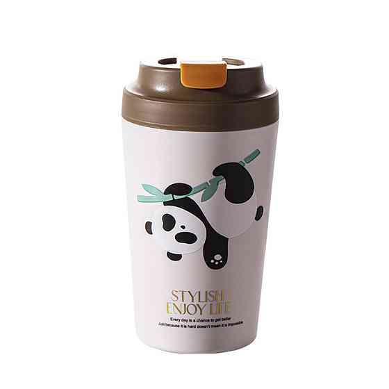 Yiwu Термочашка Panda з порцелянаовою колбою 380 мл Коричнева HP-14-12BR Коломия