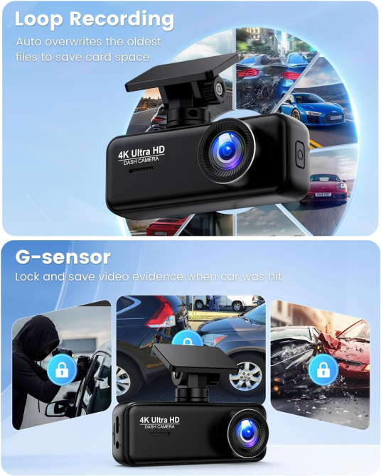 Автомобильный видеорегистратор Penemay V31 4K+1080P, 2 камеры, Wi-Fi, 64 ГБ, G-Sensor, 24/7 Parking, экран 1.97 Киев - изображение 10