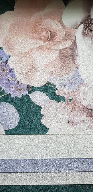 Обои виниловые на флизелине горячего тиснения Sintra Atmosphere цветы розы розовые беж сирень зеленые 512258 Киев - изображение 4