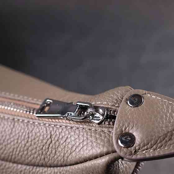 Шкіряна сумка напівкруглого формату з однією ручкою Сіра (Vintage) Київ