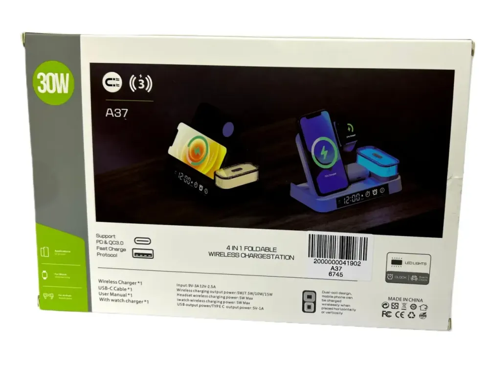 Бездротова Зарядна станція 4В1 з електронним годинником для 3 гаджетів Одеса - фото 9