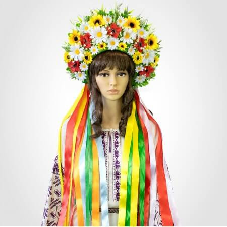Вінок український об'ємний зі стрічками Зореслава (3-5 днів) Київ - фото 1