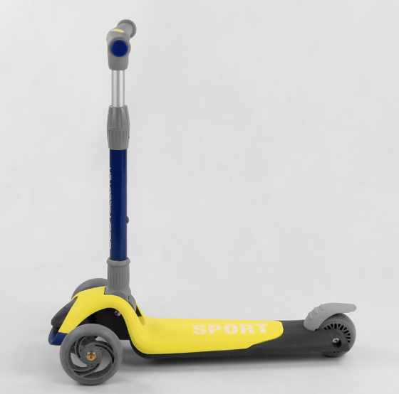 Самокат триколісний Best Scooter складне алюмінієве кермо колеса зі світлом Жовтий (F-55295) Чернігів