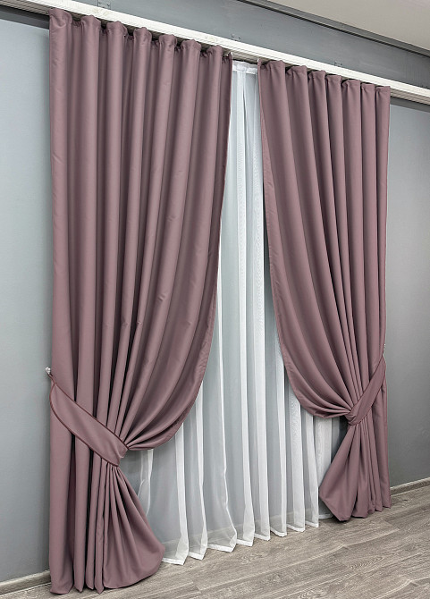 Комплект готовых штор VR-Textil Блэкаут Midnight № 1679ш Пудровый 200х290 см 2 шт (32-299) Киев - изображение 3