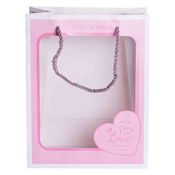 Набір подарункових пакетів з паперу Love з віконцем 12 шт 18×10×23 см HP-10359-17 Київ