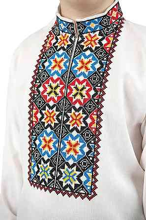 Вишиванка для хлопчиків, лляна, біла, топ Київ