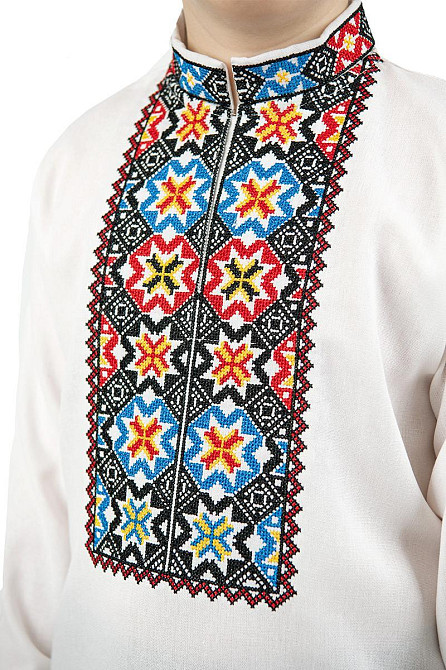 Вишиванка для хлопчиків, лляна, біла, топ Київ - фото 2