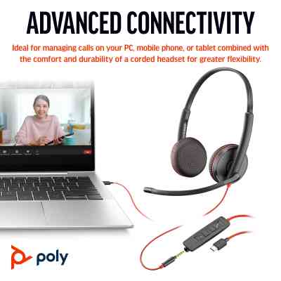 Навушники Poly BlackWire C3225 USB-C HS Stereo +3.5mm Plug +USB-C/A Adapter (Bulk) Black (8X229A6) Вінниця