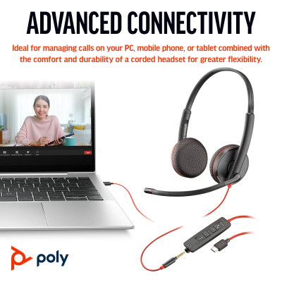 Навушники Poly BlackWire C3225 USB-C HS Stereo +3.5mm Plug +USB-C/A Adapter (Bulk) Black (8X229A6) Вінниця - фото 4