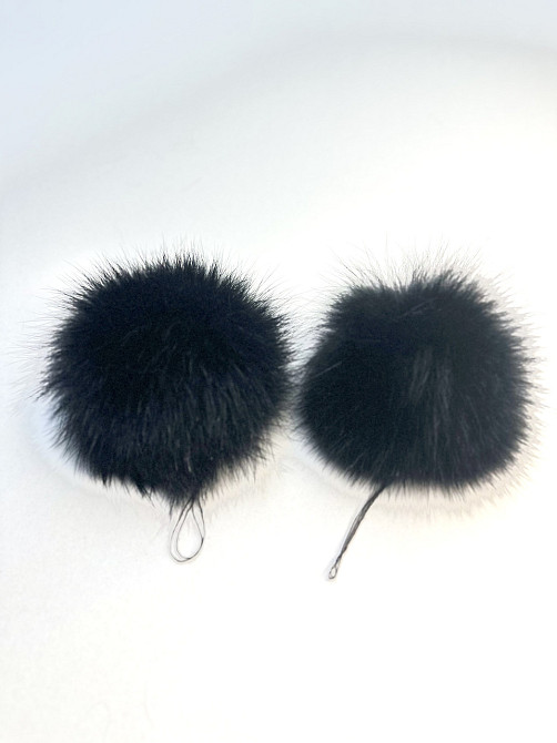 Помпони з натурального хутра песця на шапку 10-12см Чорний Харків - фото 4