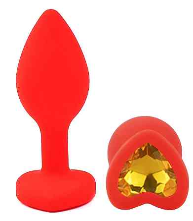 Силіконова анальна пробка EGZO - Silicone Red Heart Plug Yellow, size S Sex Aura Київ