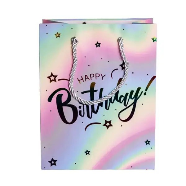 Набір пдарункових пакетів Happy Birthday крафтових 26×10×31.5 см 12 штук HP-10359-16 Коломия - фото 1