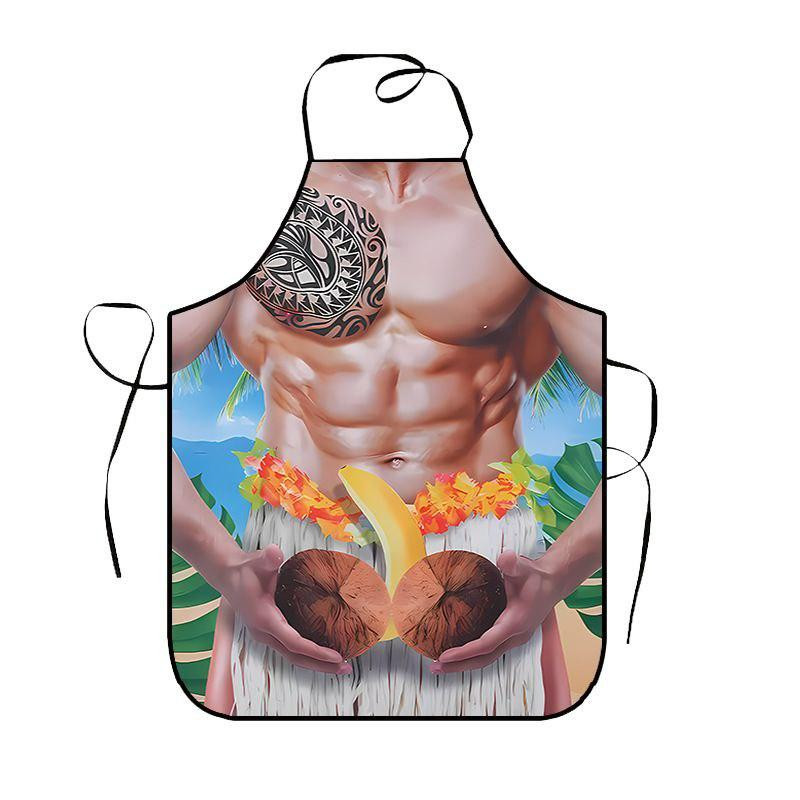 Фартух з приколом чоловічий кухонний з торсом у гавайському стилі для гриля та барбекю Київ - фото 4
