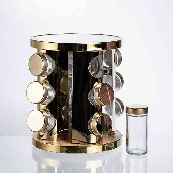 Yiwu Набір баночок для спецій 12 шт. по 100 мл на підставці з дзеркалом та LED-підсвіткою HP-13 Коломия