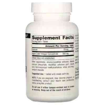 Травы Source Naturals Яблочный Уксус, 500мг, Apple Cider Vinegar, 90 таблеток (SN1355) Винница
