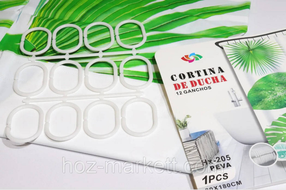 Штора у ванну силіконова Ефіопія Зелене листя шторка для ванної 180 х 180 см Харків - фото 2