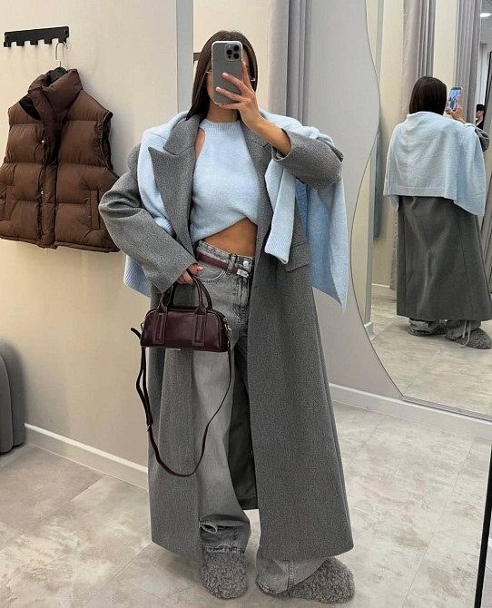 Жіноче трендове пальто оверсайз крій шерсть + підкладка Одеса - фото 5