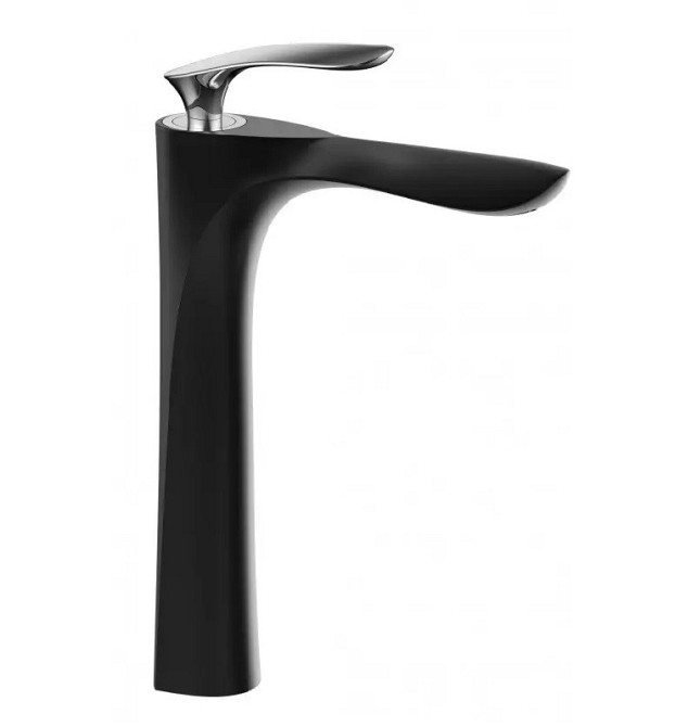 Смеситель дизайнерский для раковины кран в ванну однорычажный WanFan люкс качества Черный-хром Каменец-Подольский - изображение 3